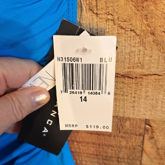 LA BLANCA Blue One Piece Swimsuit Adjustable Straps - Picture 4 of 10